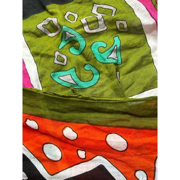 Vintage Pattern Scarf, 60 Rare large vintage 70s bold abstract pattern Peripheral throw scarf